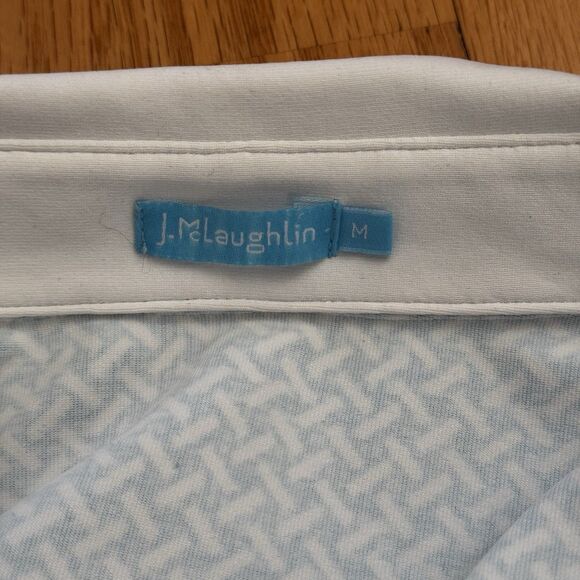 J.McLaughlin Callie Dress M Blue Geometric Shirt Preppy Coastal Resort Nautical - Picture 3 of 16